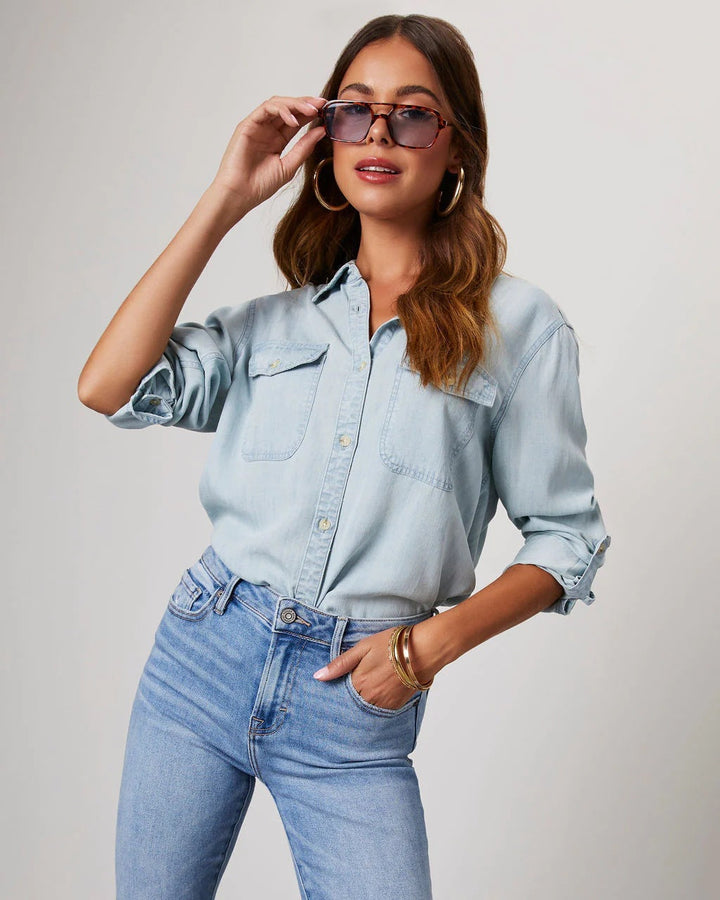 Blouse met knoopsluiting, lange mouwen, katoenmix; stijlvol en modern ontwerp, perfect voor casual en smart-casual stijlen.