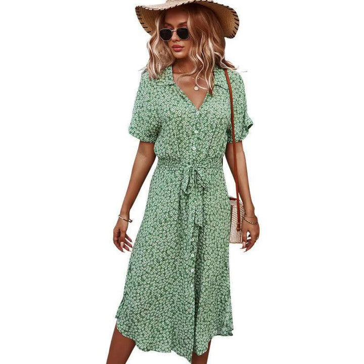 "Boho maxi-jurk met kleurrijke bloemenprint, luchtige stof, perfecte zomerkeuze voor zonnige dagen, bohemian stijl."