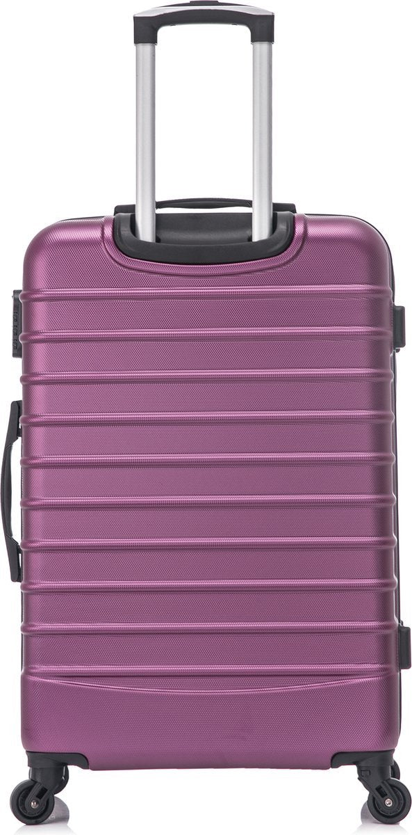 Compacte en ruime bordeaux hardshell bagageset, ideaal voor reizen met het hele gezin.