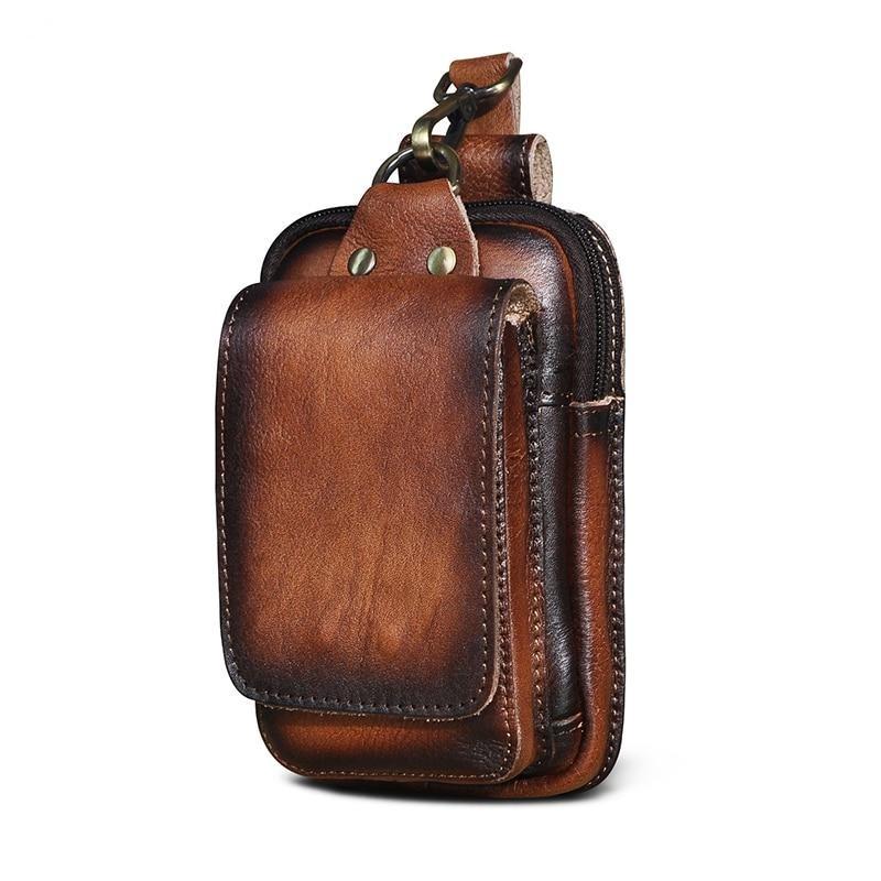 Echt leren heren waist pack, ideaal als reisaccessoire of crossbody tas.