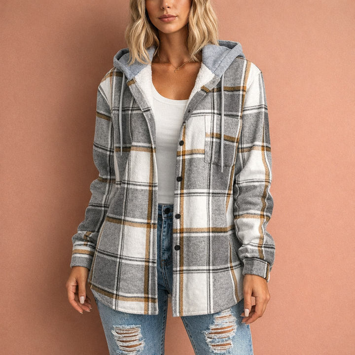 Comfortabel dames overshirt met capuchon, perfect als overgangsjas voor gelaagde look in lente en herfst.
