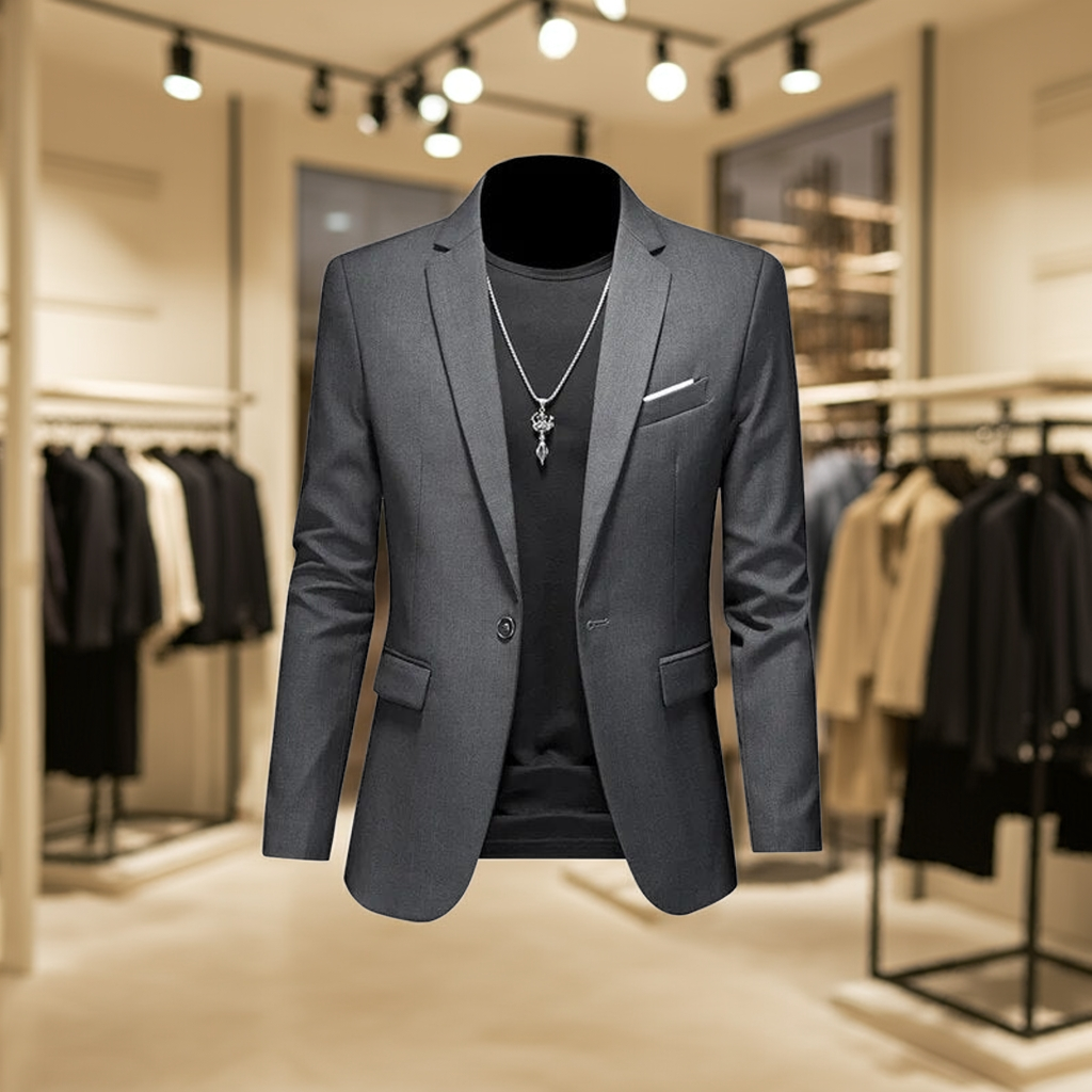 Stijlvolle casual blazer voor heren, comfortabele getailleerde pasvorm, enkele knoop, geschikt voor lente en herfstmode.