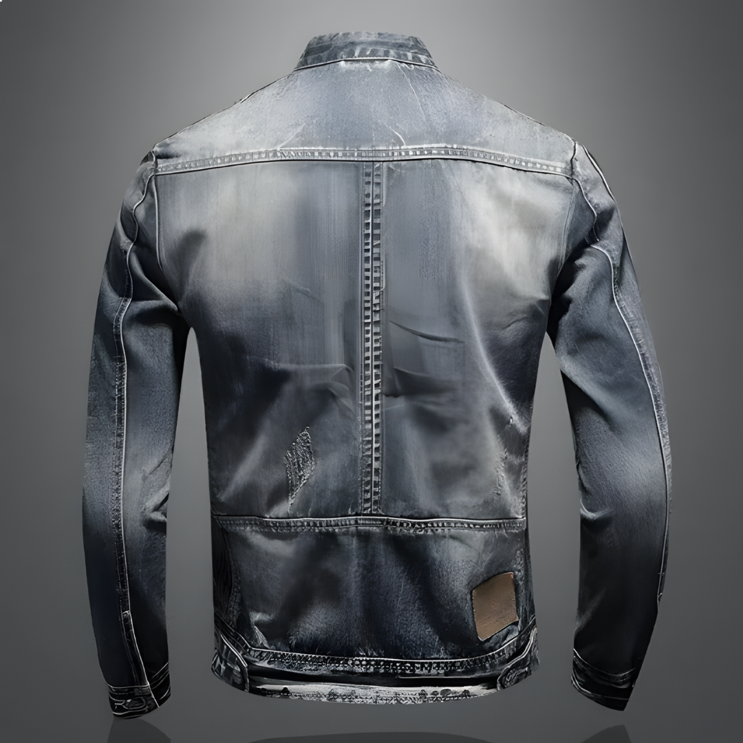 Stijlvol heren spijkerjack in klassiek blauw, een essentiële overgangsjas voor de moderne man.