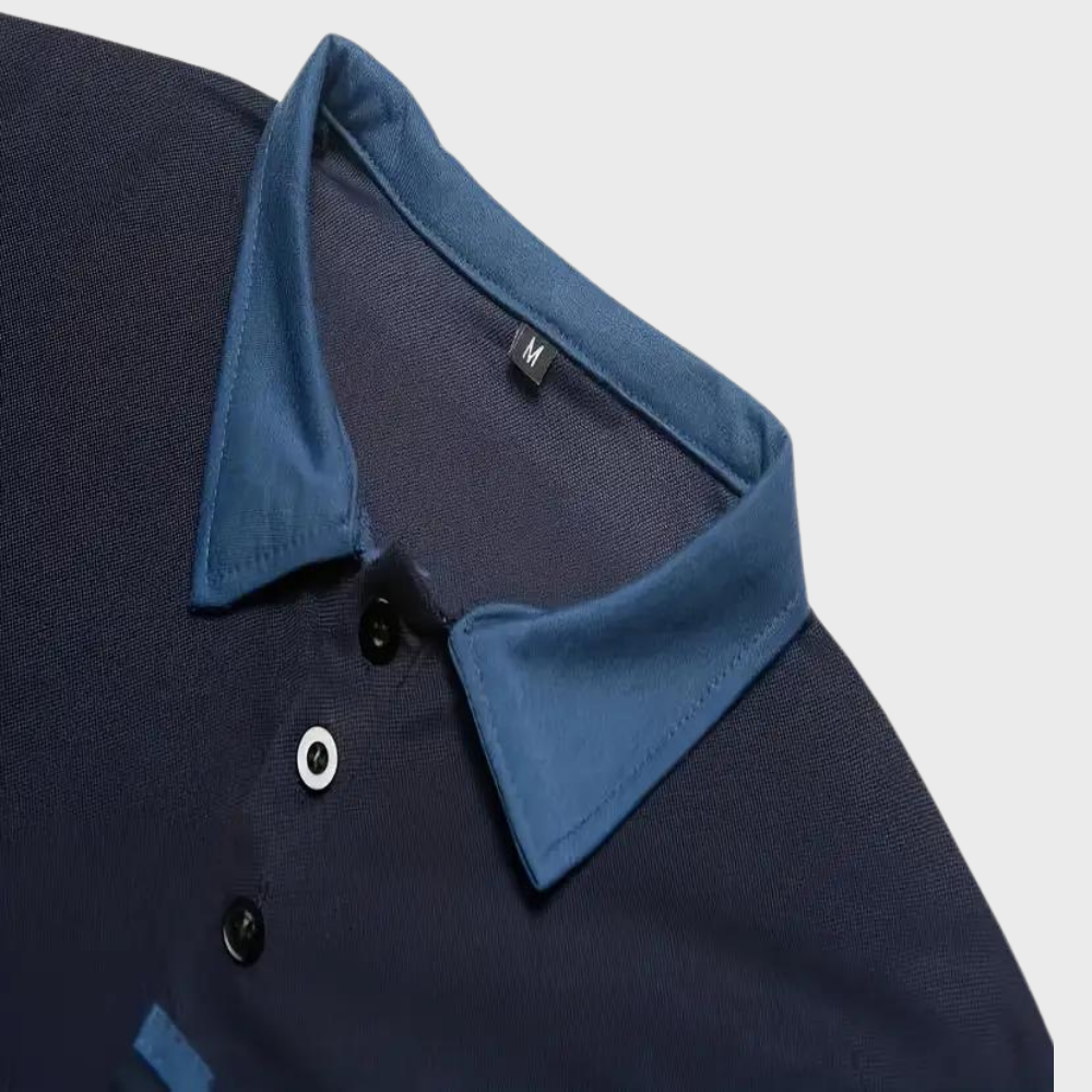 "Casual herenpolo in polyester, stijlvol ontwerp met knopen en korte mouwen, ademend en kreukbestendig."