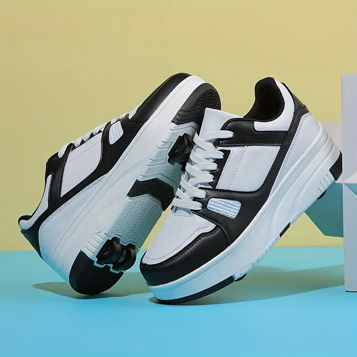 "Casual rollersportschoenen Donny met afneembare wieltjes, kleurrijk en flexibel ontwerp, ideaal voor kinderen."