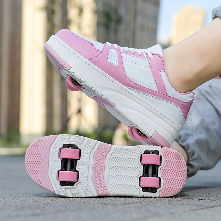 "Casual rollersportschoenen Donny met afneembare wieltjes, kleurrijk en flexibel ontwerp, ideaal voor kinderen."