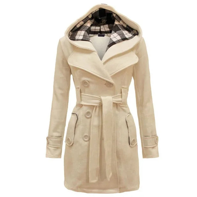 Chique dames trenchcoat, weerbestendig en ideaal voor lente en herfst.