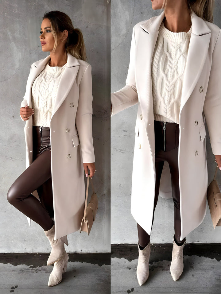 Dames wintermantel met elegante snit, lange jas voor een stijlvolle look. Modieuze overjas.