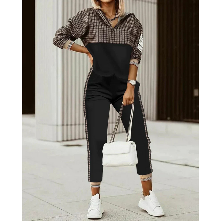 Dames Trainingspak: comfortabele loungewear & sport set. Casual look met rechte pasvorm, perfect voor lente/herfst.