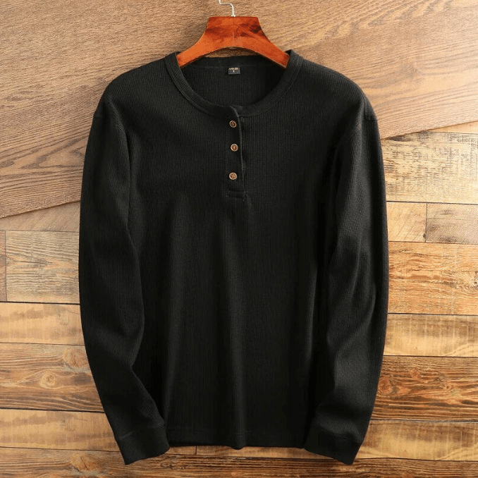 "Comfortabel Henley shirt met wafelstructuur voor heren. Stijlvol, ademend en perfect voor elke gelegenheid."