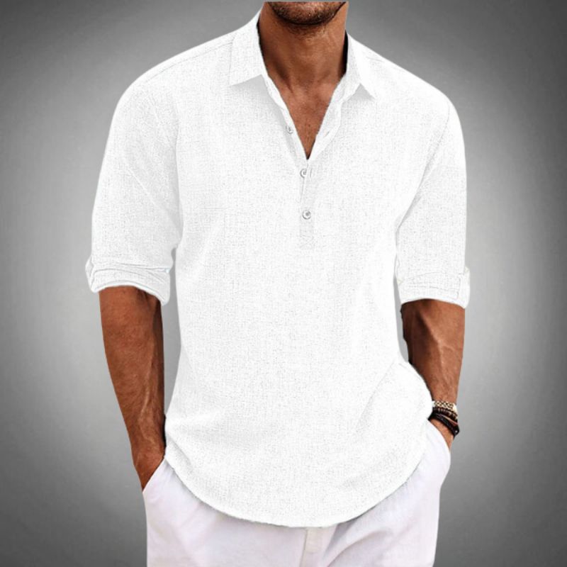 Casual herenpoloshirt voor zomer en vrijetijd. Comfortabele herenkleding met korte, omgeslagen mouwen.