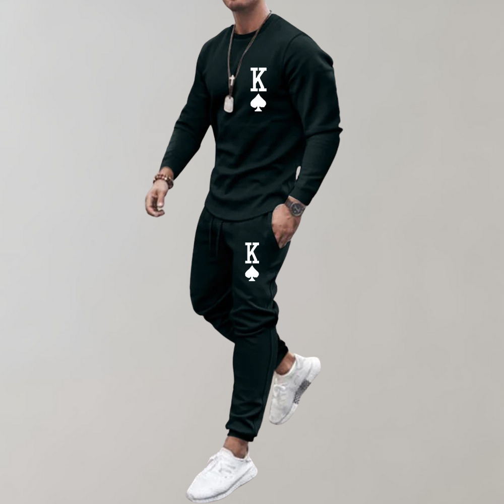 Khaki herentrainingspak, modern design voor actieve dagen en ontspannen momenten.