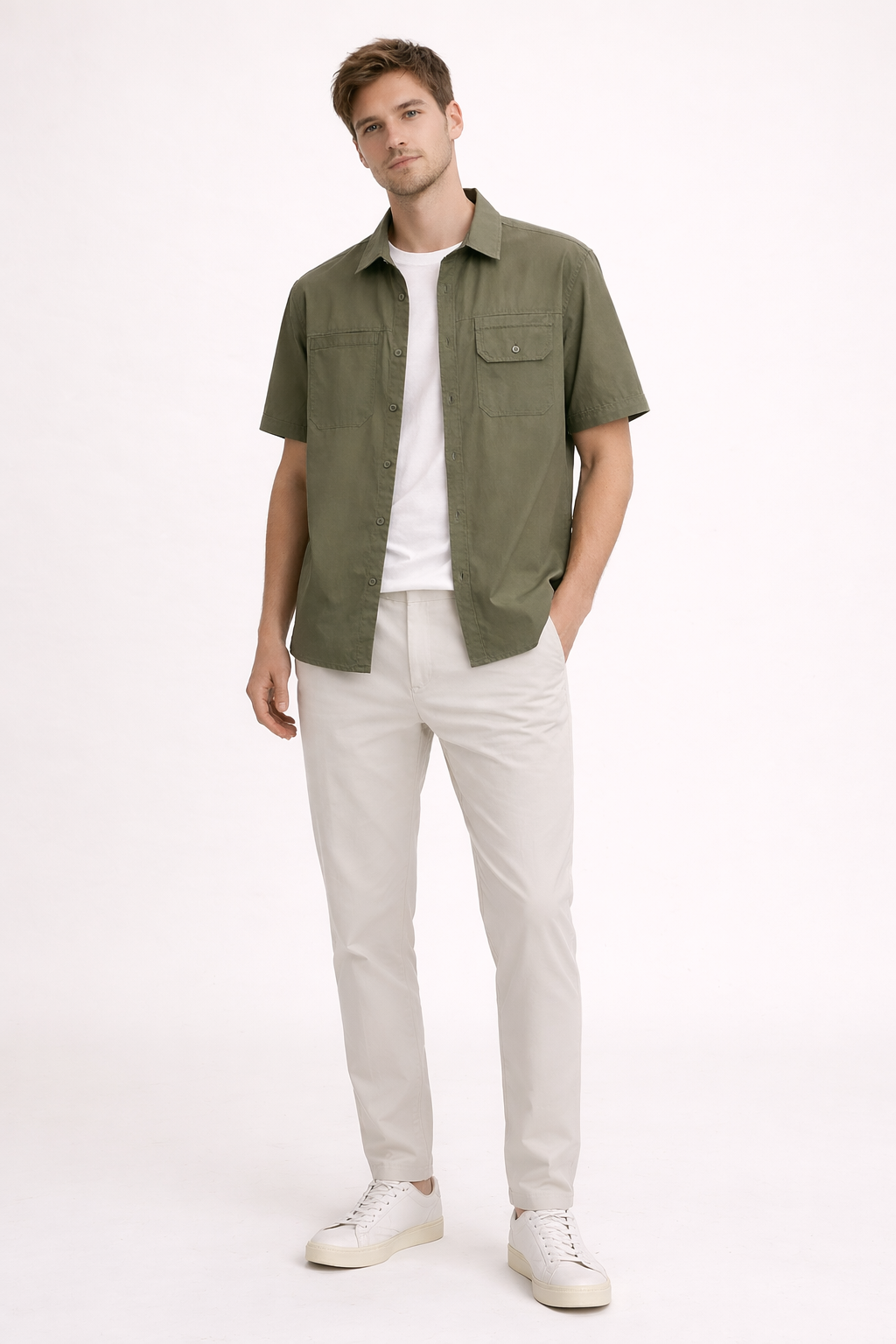 Comfortabel herenoverhemd met korte mouwen en rechte pasvorm, ideaal voor casual zomerlooks.