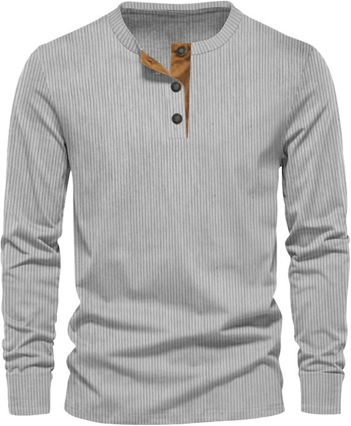 Stijlvol herenshirt met lange mouw en knoopjes, ideaal voor herfst- en winterdagen; smart casual mannenmode.