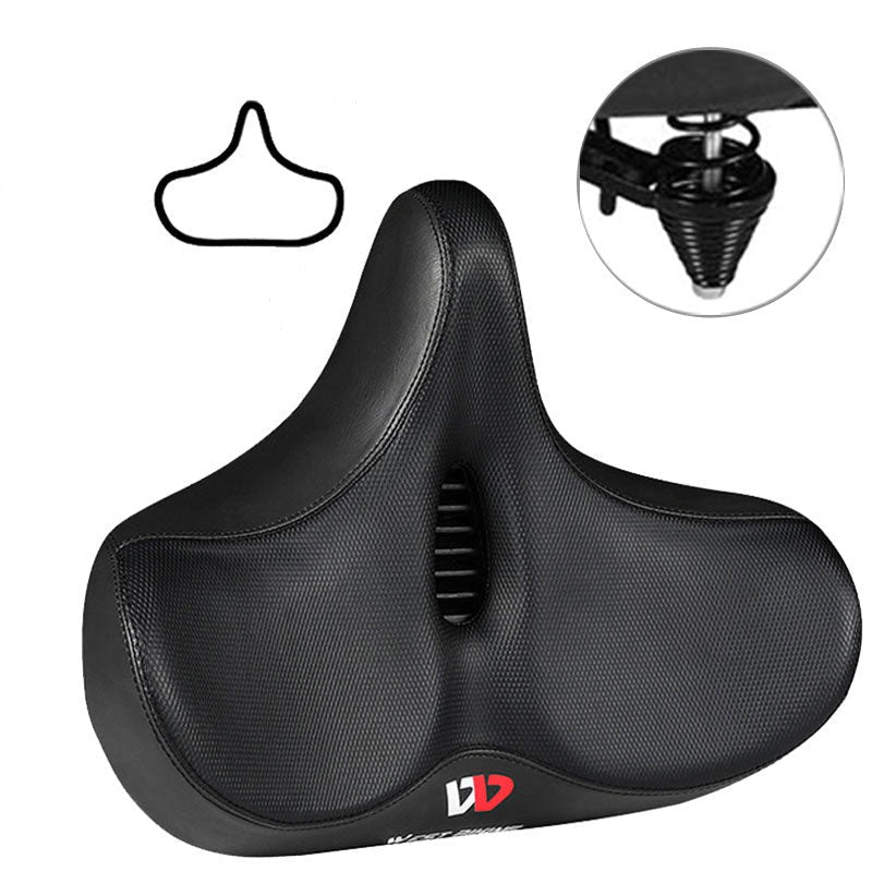 Schokabsorberend universeel fietszadel, breed en ergonomisch voor optimaal rijcomfort.