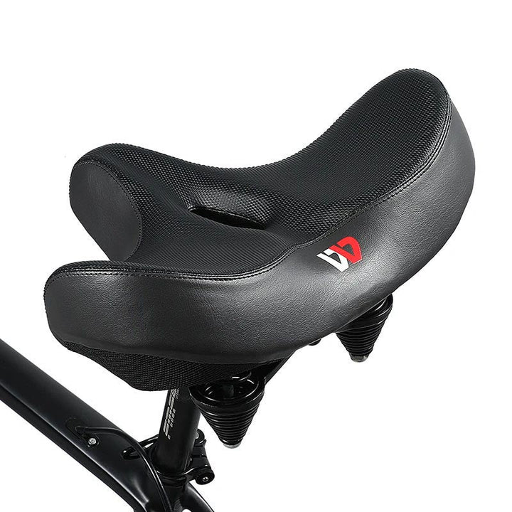 Zijaanzicht van ergonomisch comfort fietszadel, ontworpen voor optimale ondersteuning.