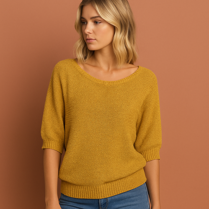 Comfortabele dames trui met elegante ruches aan de mouwen, ideaal voor herfst/winter en een stijlvolle look.