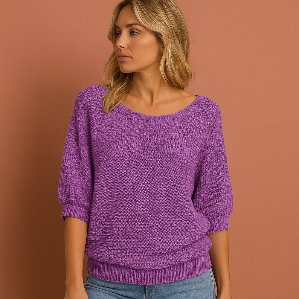 Stijlvolle dames trui met verfijnd ruches detail, perfect voor een elegante casual look met veel stretchcomfort.