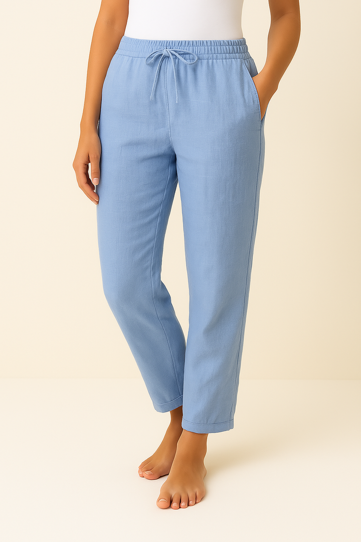 Veelzijdige damesbroek met elastische taille; perfect voor zomer, werk of vrije tijd.