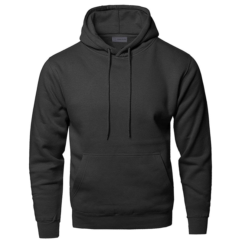 Comfortabele effen heren hoodie met capuchon en buikzak, ideaal voor casual dagelijks gebruik en mannenmode.