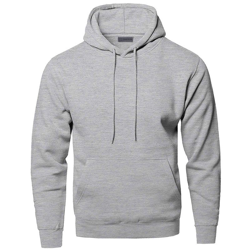 Modieuze effen heren hoodie met capuchon, een comfortabel sweatshirt met buikzak voor dagelijkse sportieve stijl.