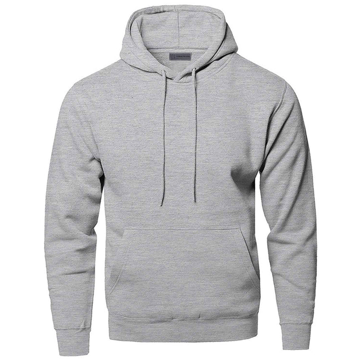 Modieuze effen heren hoodie met capuchon, een comfortabel sweatshirt met buikzak voor dagelijkse sportieve stijl.
