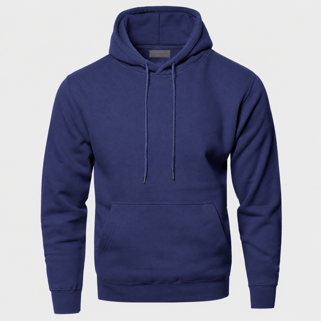 Veelzijdige heren hoodie met capuchon, effen sweatshirt en buikzak; combineert comfort met moderne mannenmode.
