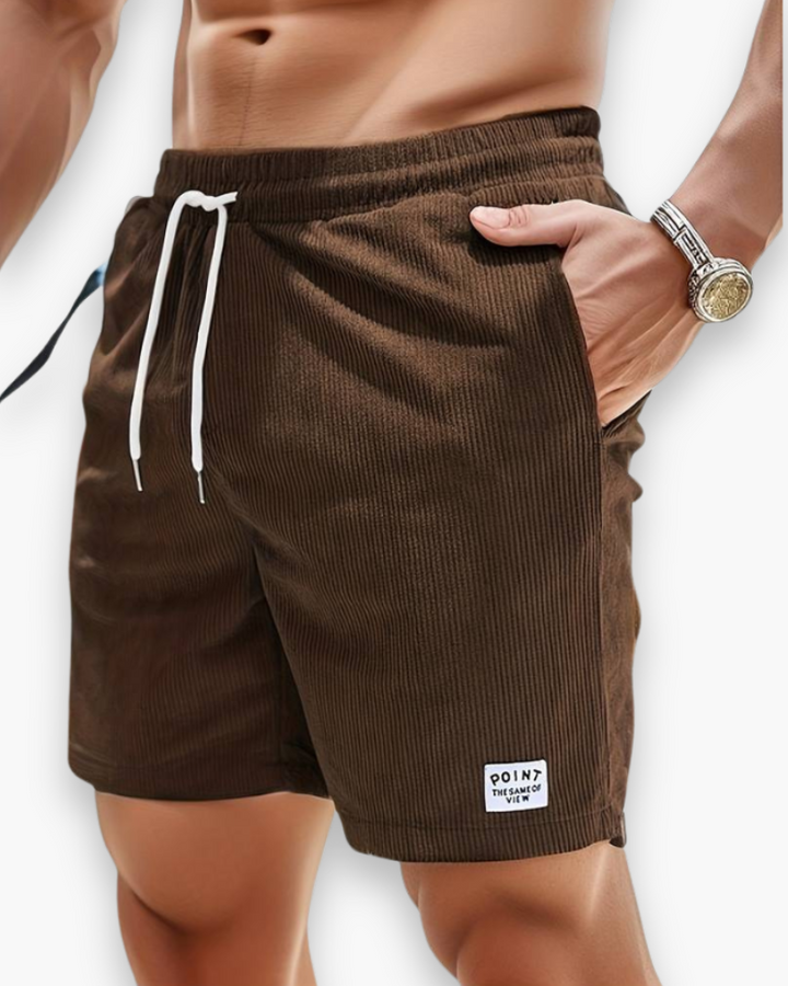 Heren casual korte broek met elastische tailleband en zakken, comfortabel voor de zomer. Zomerstijl.