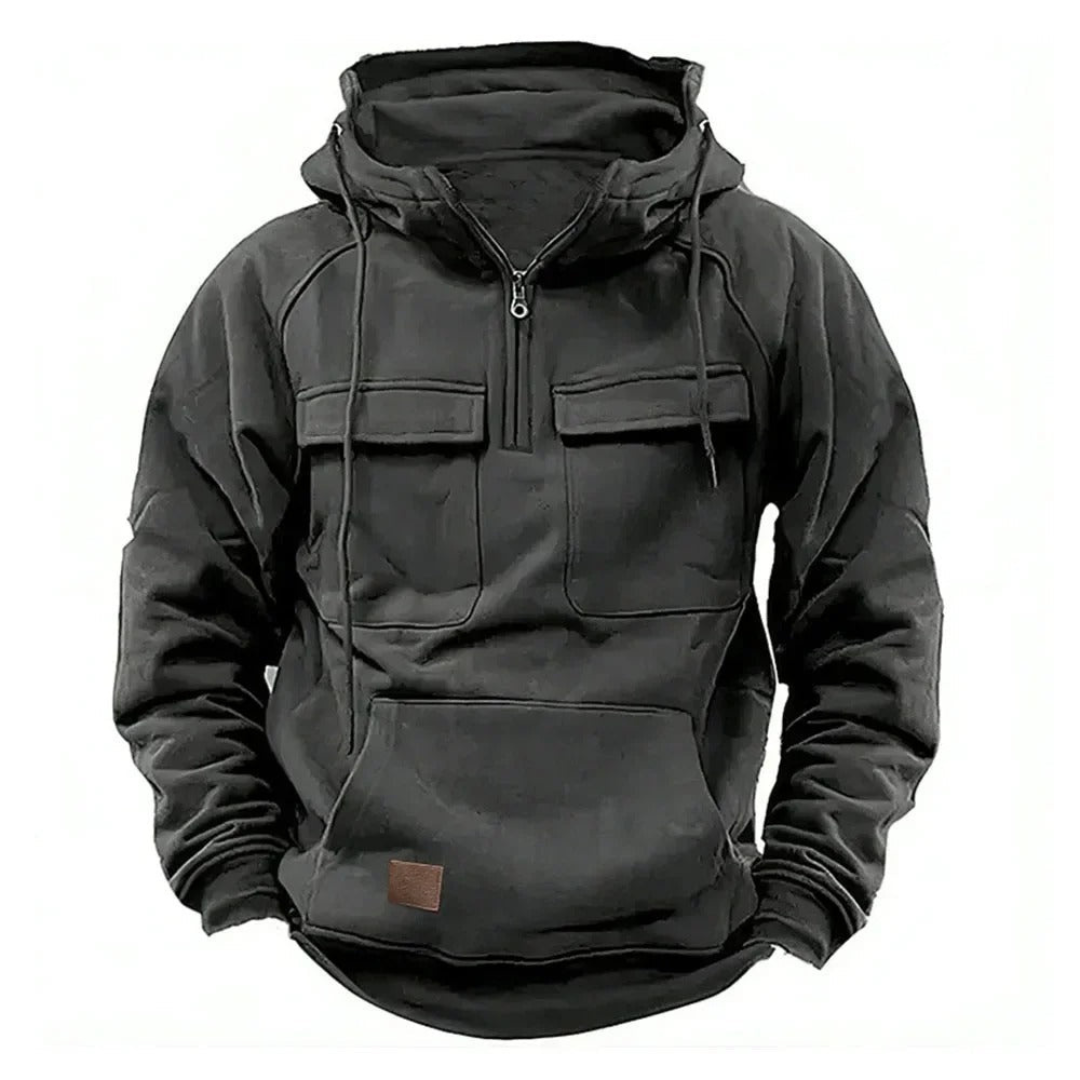 Warme heren hoodie met rits en capuchon, perfect als casual winterkleding of sportieve trui.