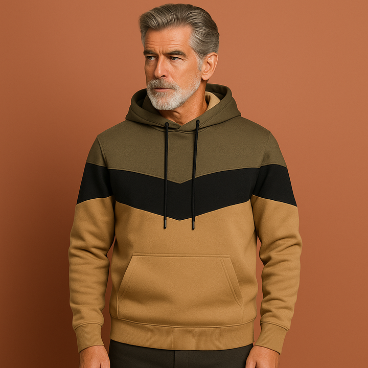 Beige heren hoodie sweatshirt, comfortabel en veelzijdig. Stijlvolle casual herenkleding, perfect voor elk seizoen.
