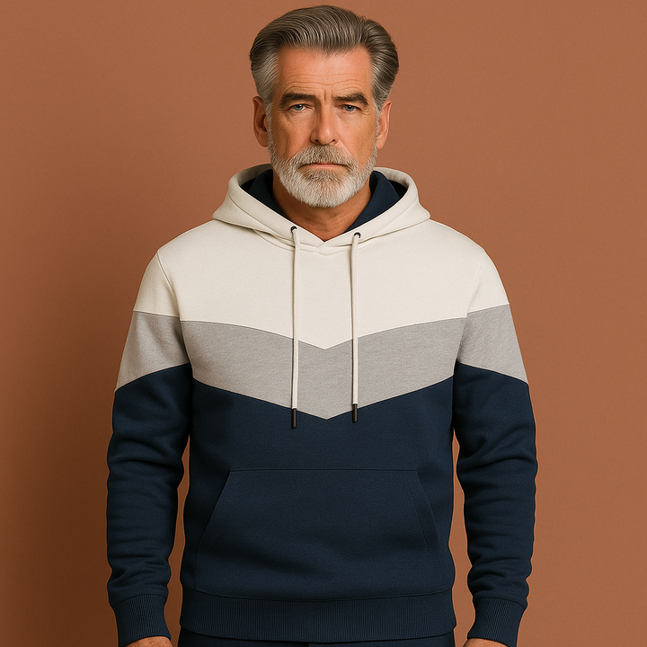 Witte heren hoodie sweatshirt, comfortabele relaxte pasvorm. Essentiële casual herenkleding voor sportief of ontspannen gebruik.