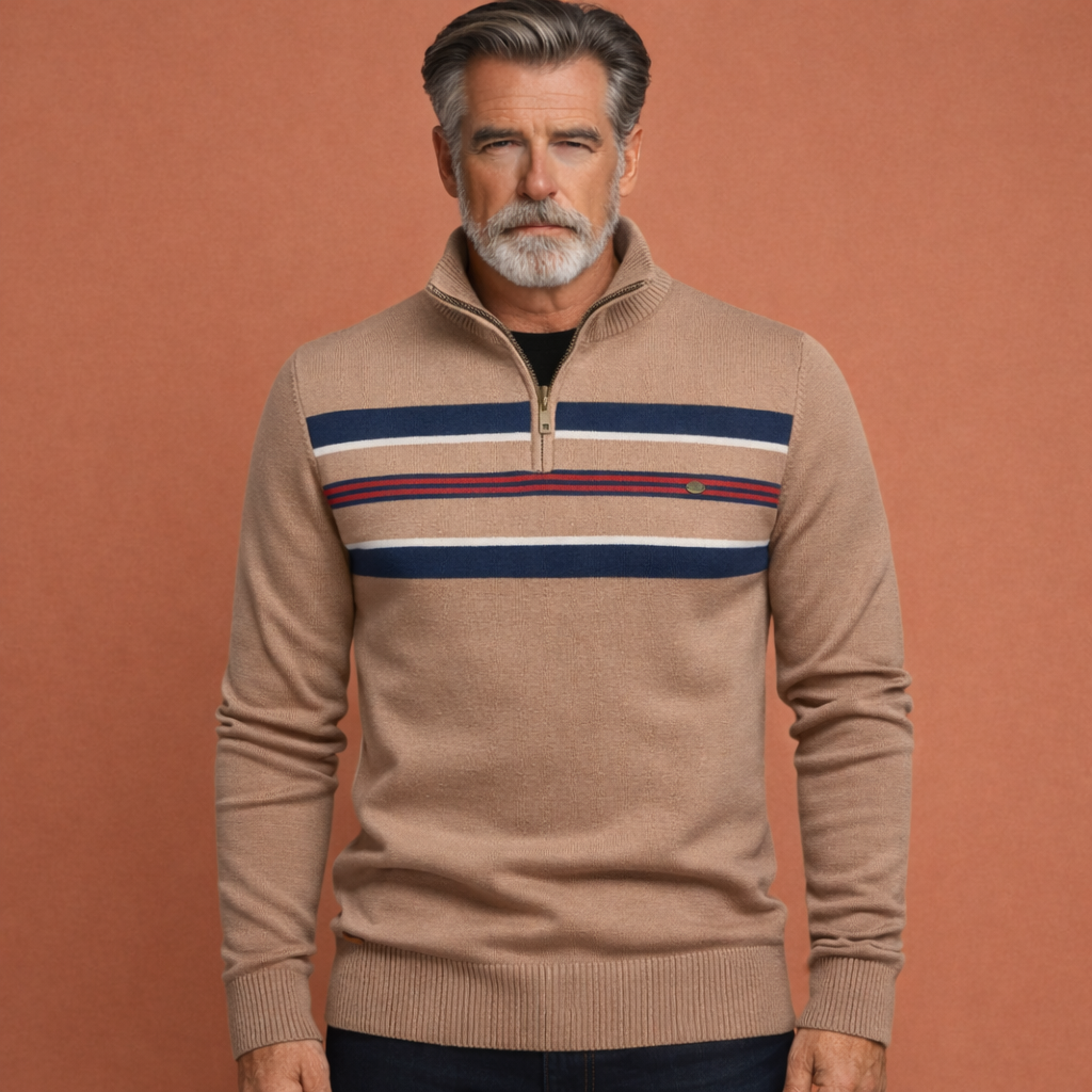 Stijlvolle heren trui met rits, ideaal voor comfort en een nette uitstraling. Essentiële kleding.