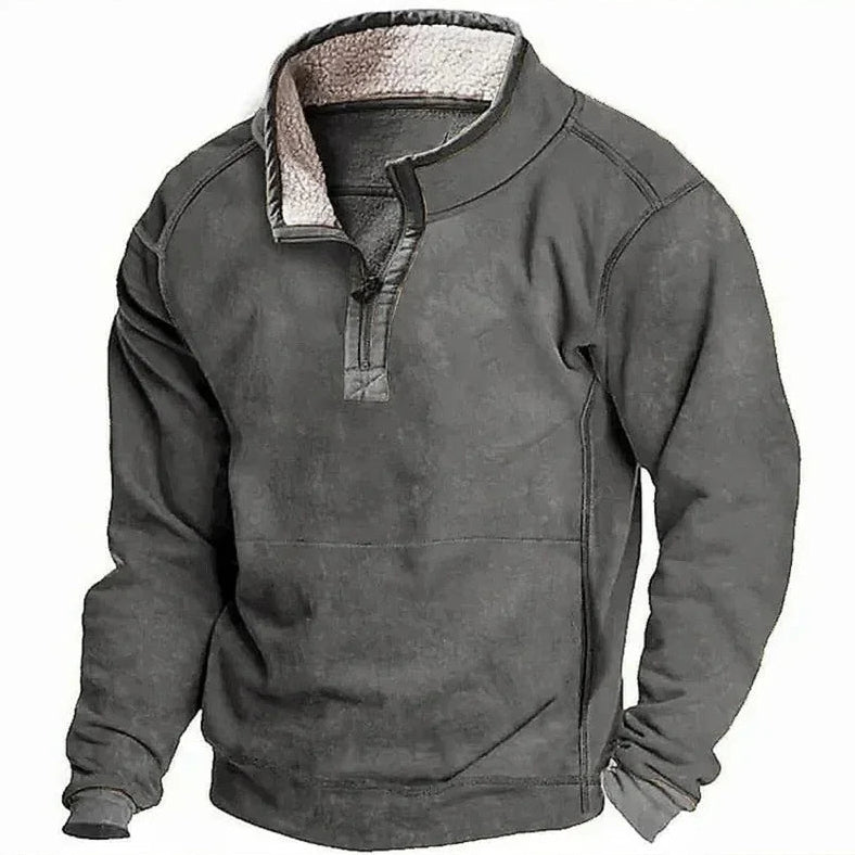 Comfortabele heren warme trui met korte rits en lange mouwen, ideaal voor casual herfst- en wintermode.