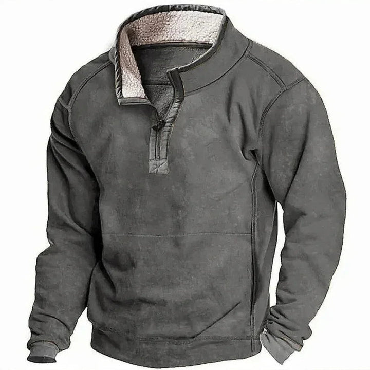 Comfortabele heren warme trui met korte rits en lange mouwen, ideaal voor casual herfst- en wintermode.