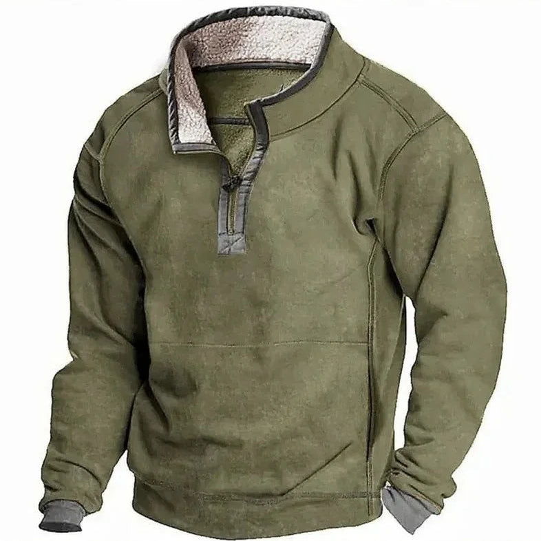 Zachte, warme herentrui pullover met ritskraag. Perfect comfortabel voor koude herfst- en winterdagen.