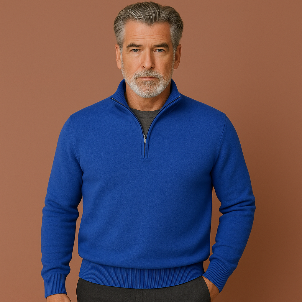 Stijlvolle heren polotrui met kwartrits en lange mouwen, ideaal voor een comfortabele casual look.