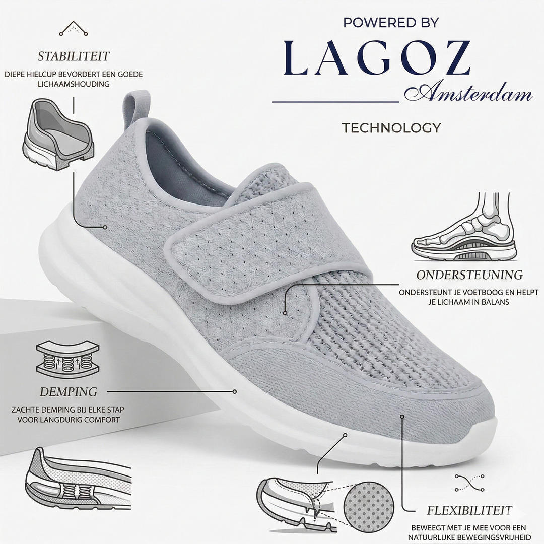 Ademende orthopedische schoenen voor dames met klittenbandsluiting
