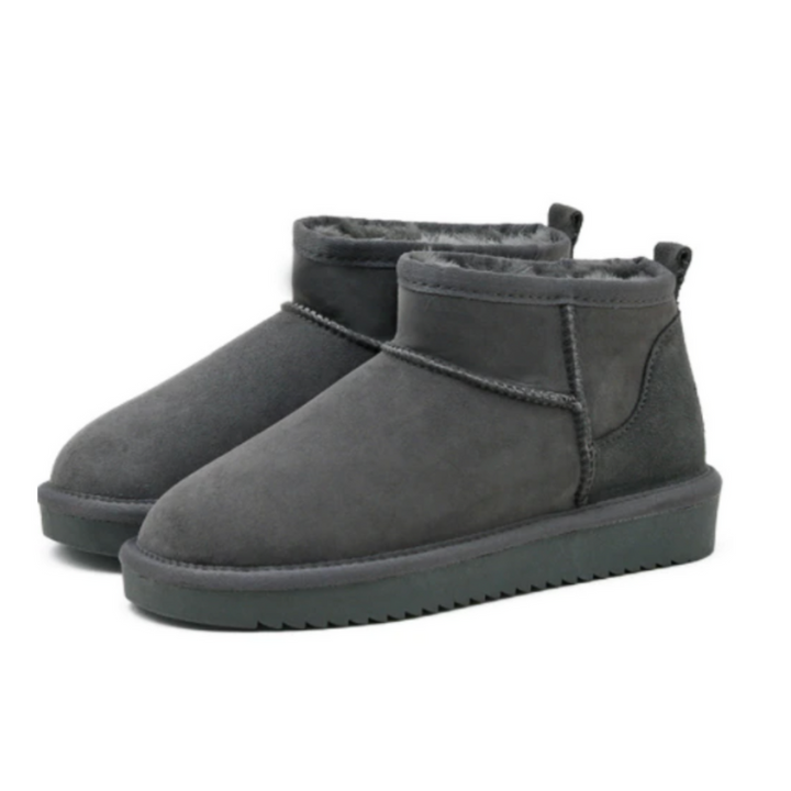 Grijze casual dames winterlaarzen, makkelijk aan te trekken slip-on boots voor comfort.