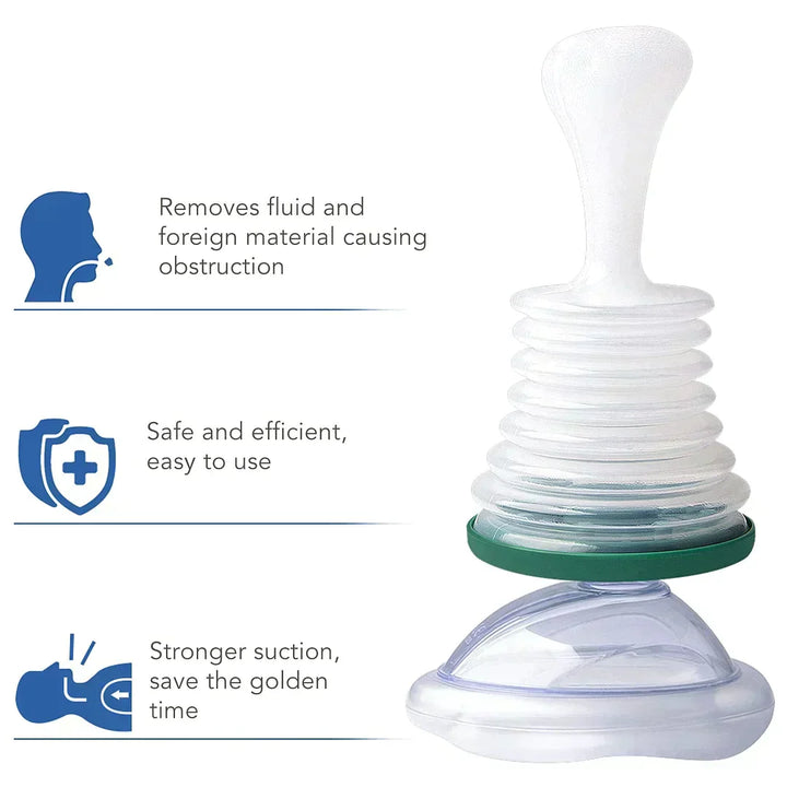 "Compact LifeSaver anti-verslikken apparaat, direct gebruiksklaar, handig voor noodsituaties en eenvoudig mee te nemen."