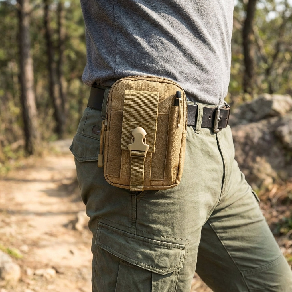 Compact tactisch Molle opbergetui van CarryCore voor outdoor en survival avonturen.