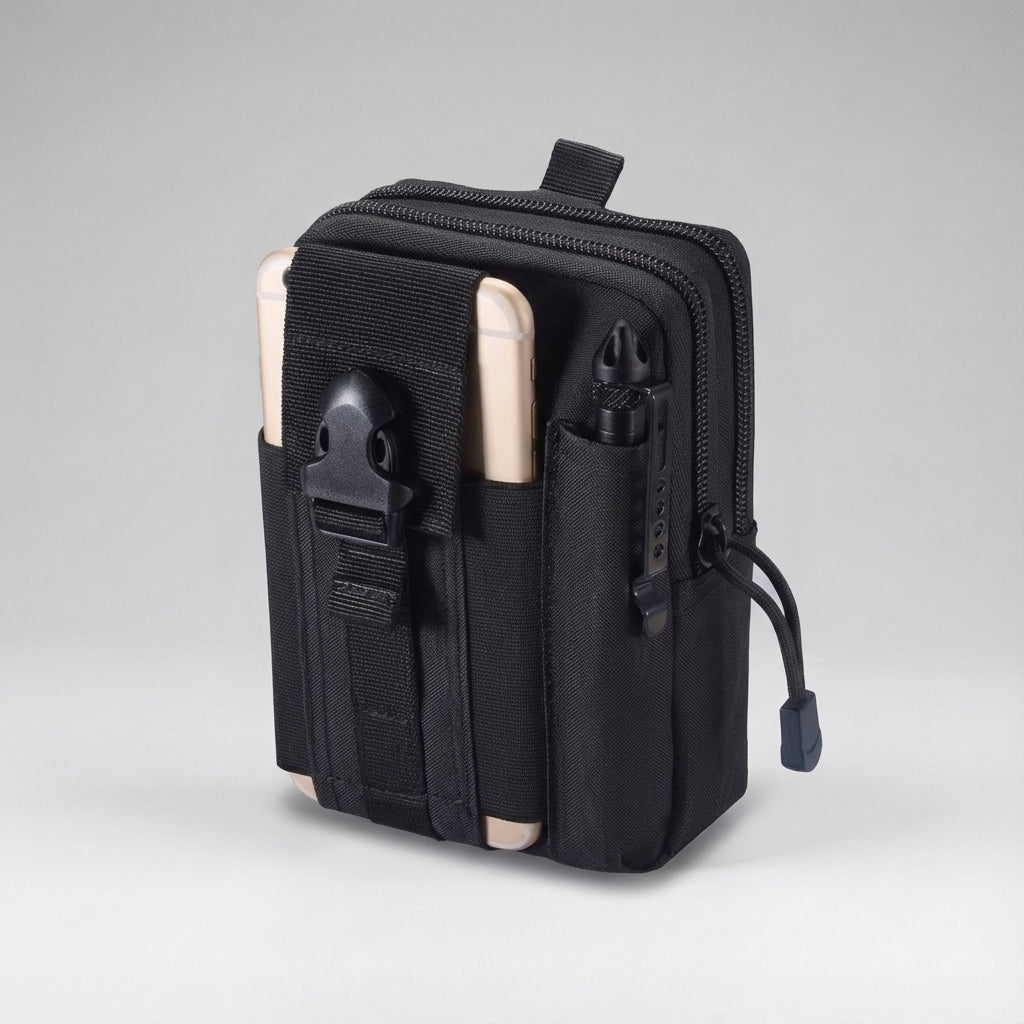 Handige tactische opbergzak met Molle systeem. Compact etui voor outdoor accessoires, riem te dragen.