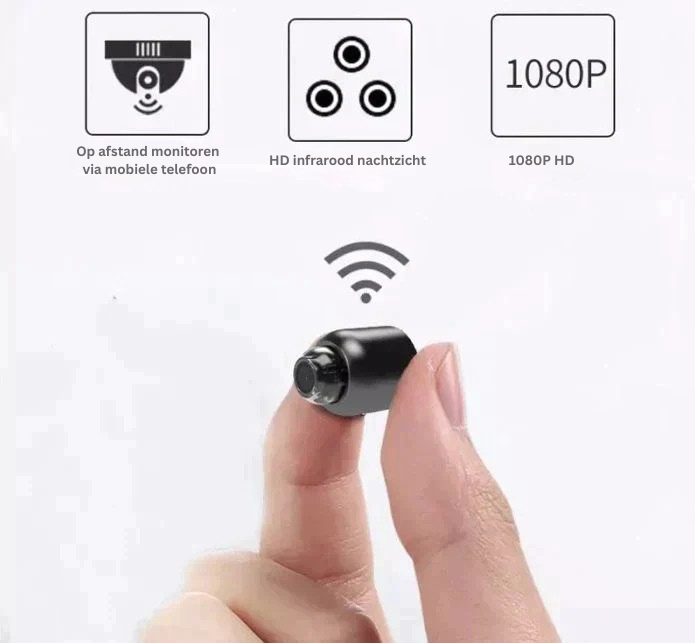 Draadloze HD WiFi camera met nachtzicht voor het veilig monitoren van kinderen of huisdieren.