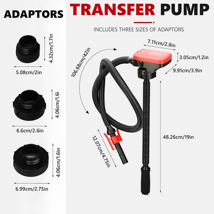 Veilige elektrische brandstofpomp voor het overhevelen van diesel en benzine. Onmisbaar voor voertuigonderhoud.