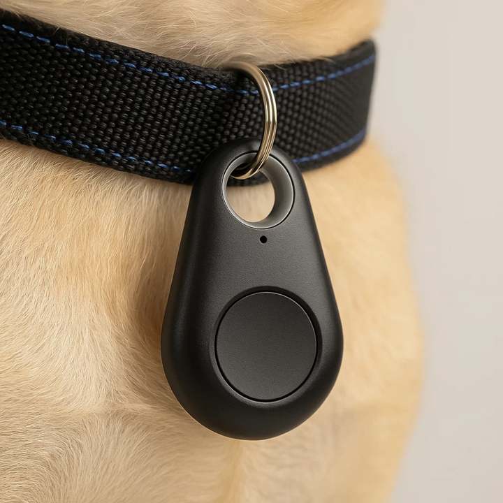 Compacte GPS tracker voor realtime locatie tracking van kinderen en huisdieren via smartphone app.