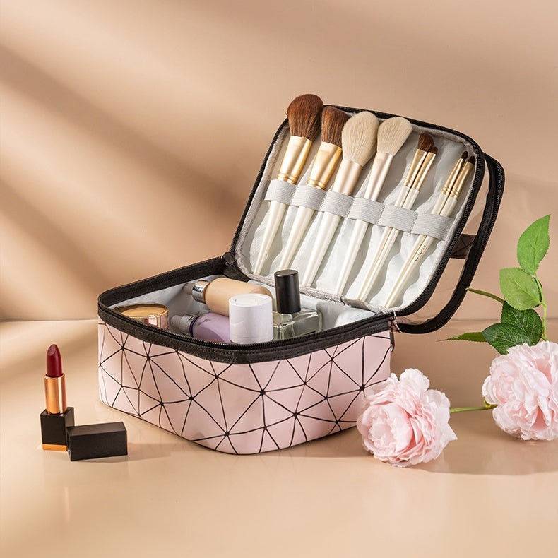 ClearVogue dames toilettas, groen/roze/zilver, compacte make-up organizer en waterdichte cosmetica reistas.