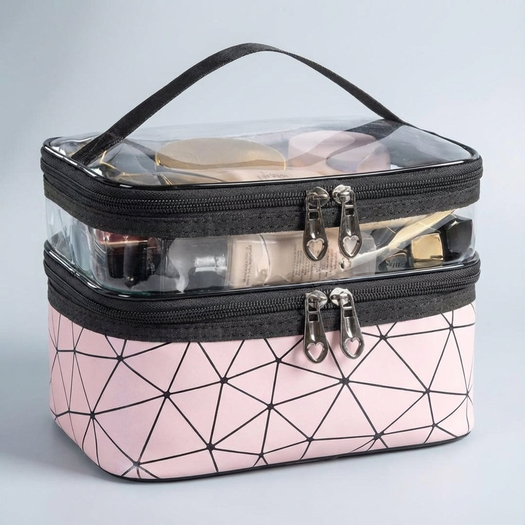 ClearVogue dames reistoilettas, compact en overzichtelijk, perfect voor make-up en cosmetica opbergen, waterdicht.