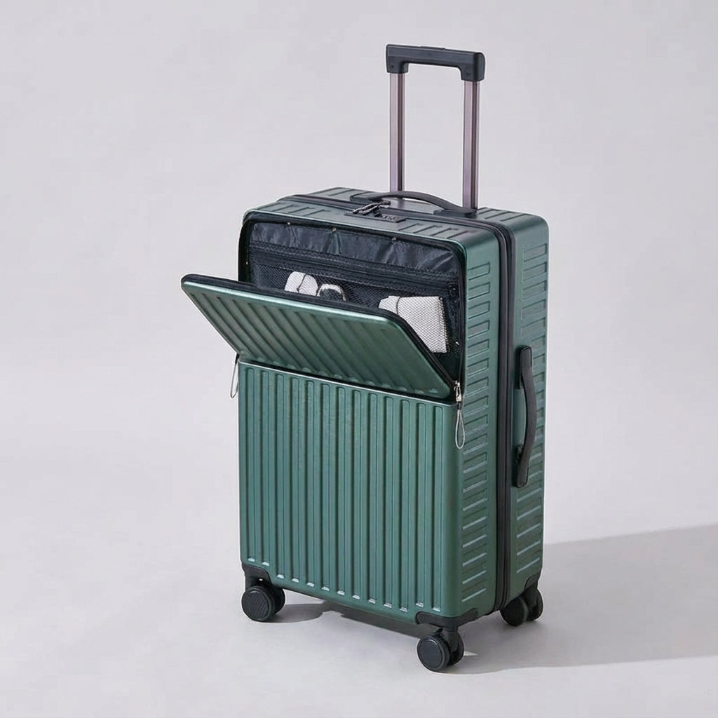 Lichtgewicht spinner handbagage koffer met 4 wielen en laptopvak, soepel op elke reis.