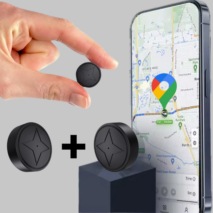 Compacte magnetische GPS tracker voor voertuigen. Biedt realtime tracking en diefstalbeveiliging voor auto's en motoren.