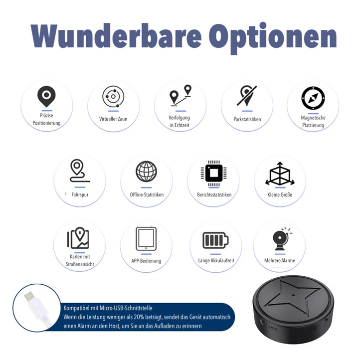 Spatwaterdichte magnetische GPS tracker voor voertuigen, eenvoudig te bevestigen voor betrouwbare anti-diefstal beveiliging.