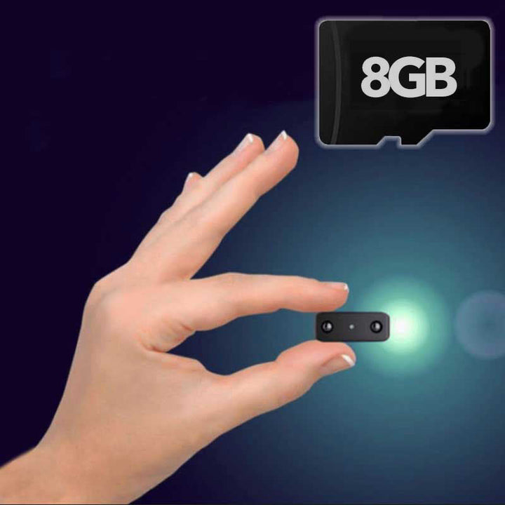 Micro beveiligingscamera met Full HD, audio, nachtzicht, bewegingsdetectie en loopopname voor complete bewaking.